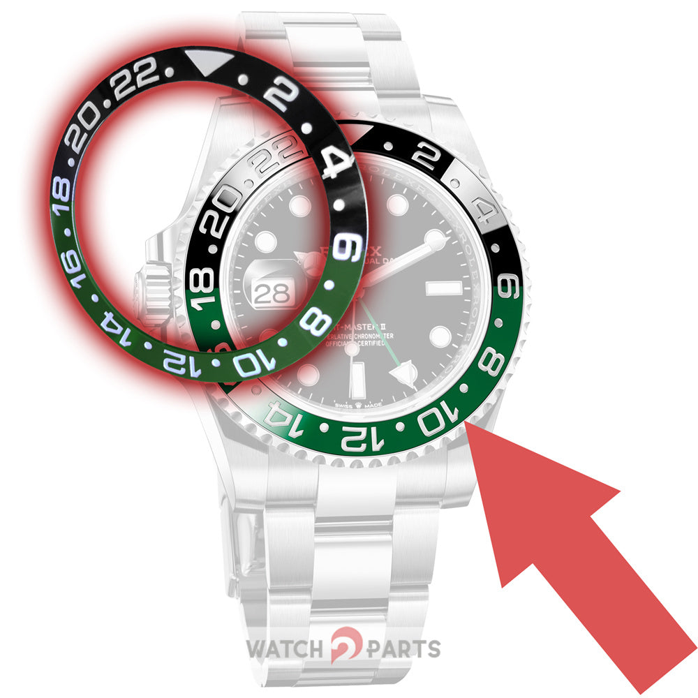 126720 black green ceramic bezel for Rolex GMT-Master II Oystersteel Right hand watch