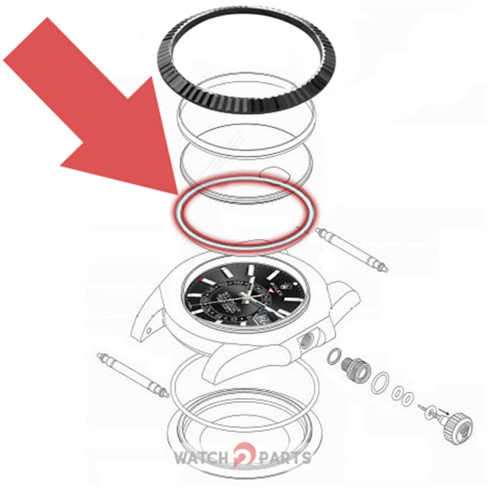 326933 resinous watch bezel inner gasket ring for Rolex Sky-Dweller Oystersteel watch case seal