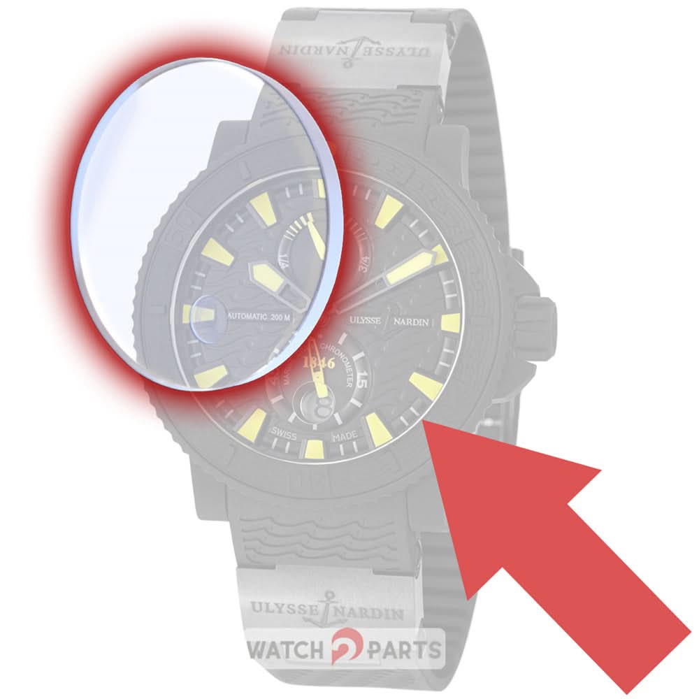 AR طلاء مراقبة تاريخ Gapphire Glass لـ Ulysse Nardin Diver Chronometer Maxi Marine Diver Watch