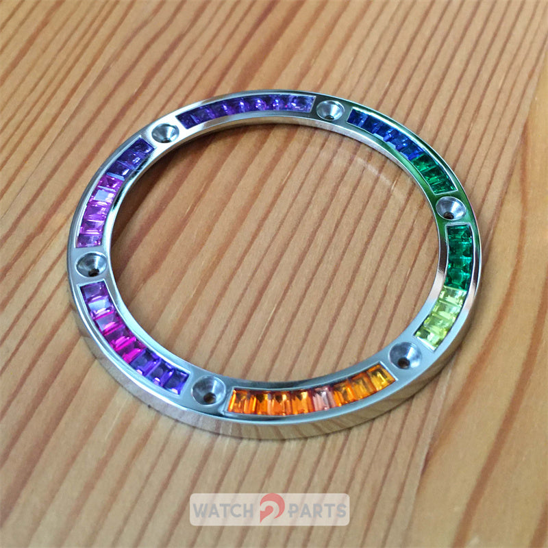 steel rainbow CVD synthetic gem watch bezel for HUB Hublot Big Bang 411 Unico 45mm watch - watch2parts