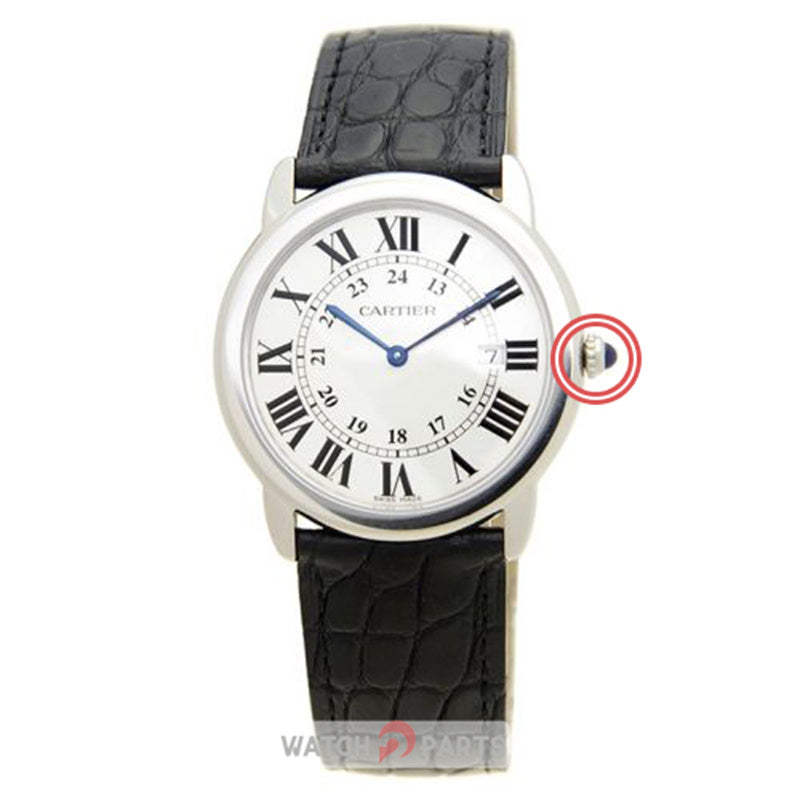 blue Sapphire Crystal watch crown for Cartier Ronde lady's watch - watch2parts