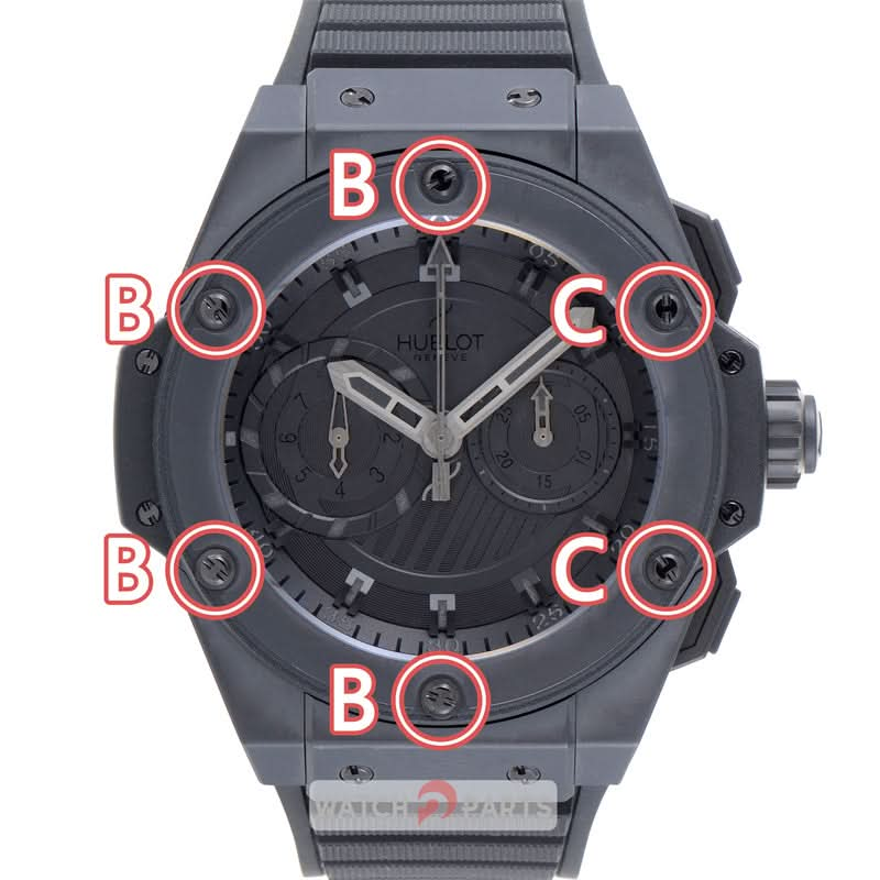 Black PVD H case screw for HUB Hublot king power 48mm watch bezel - watch2parts