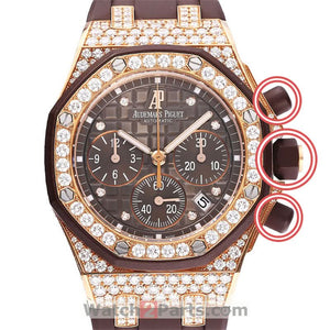 white and brown rubber crown cover/pusher sheath for Audemars Piguet Royal Oak Offshore 37mm lady's watch - watch2parts