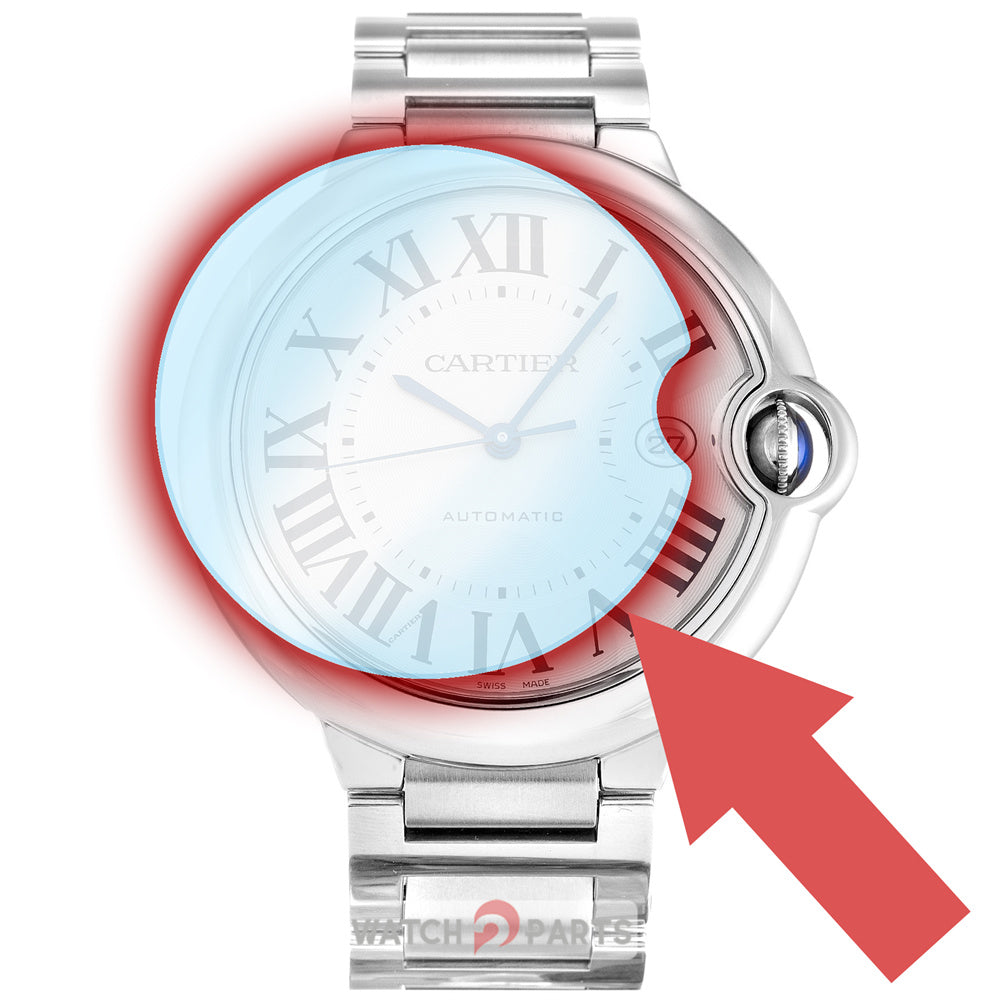 sapphire watch glass crystal for Cartier Ballon Bleu 28/33/36/42/44mm watch - watch2parts