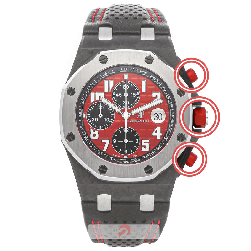 replace rubber crown cap push button cover for AP Audemars Piguet Royal Oak Offshore 42mm chronography watch - watch2parts
