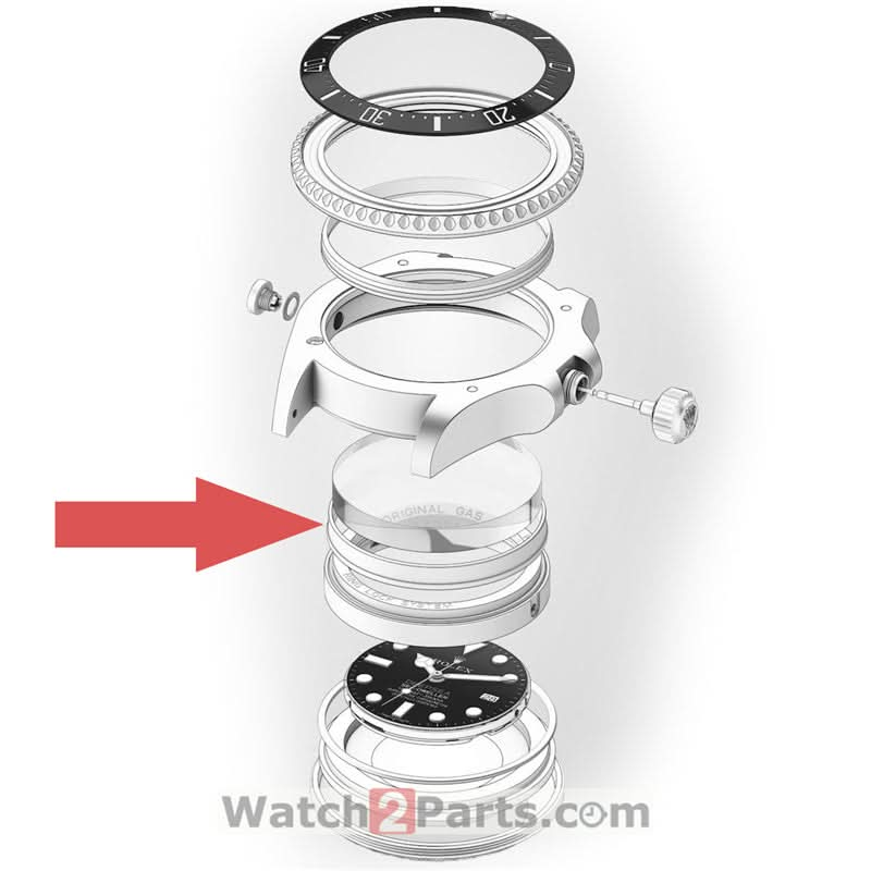 watch glass seal washer ring for Rolex sea-dweller deepsea 116660 98210 watch replacement parts - watch2parts