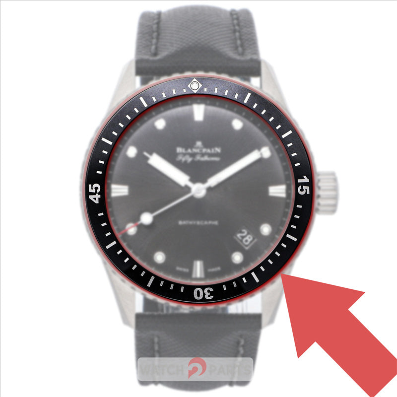 Ceramic bezel inserts loop for Blancpain Fifty Fathoms Bathyscaphe 43mm 5000 watch - watch2parts