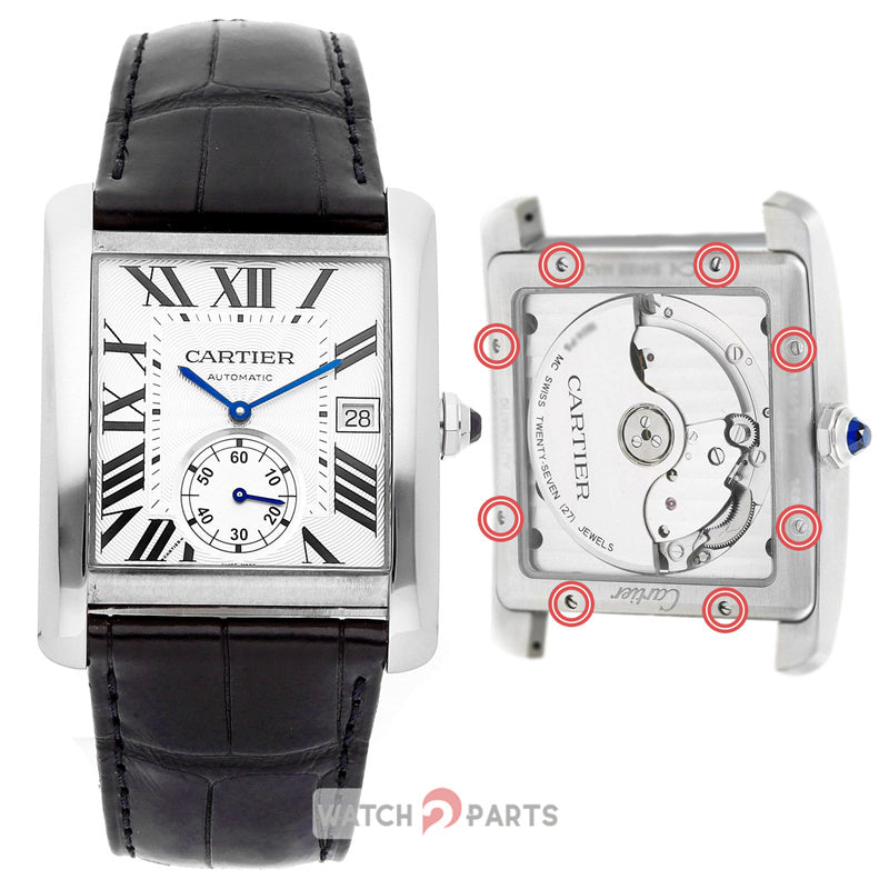 watch case back cover screw for Cartier Tank MC Small Seconds 34.3X44mm mens watch - watch2parts