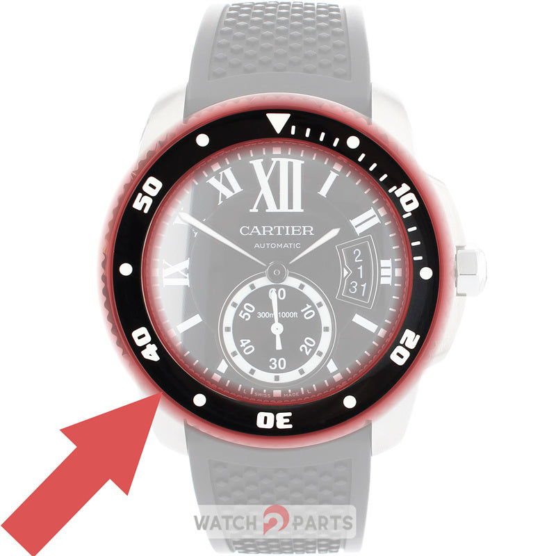 steel watch bezel for Calibre de Cartier Diver 3729 42mm automatic watch - watch2parts