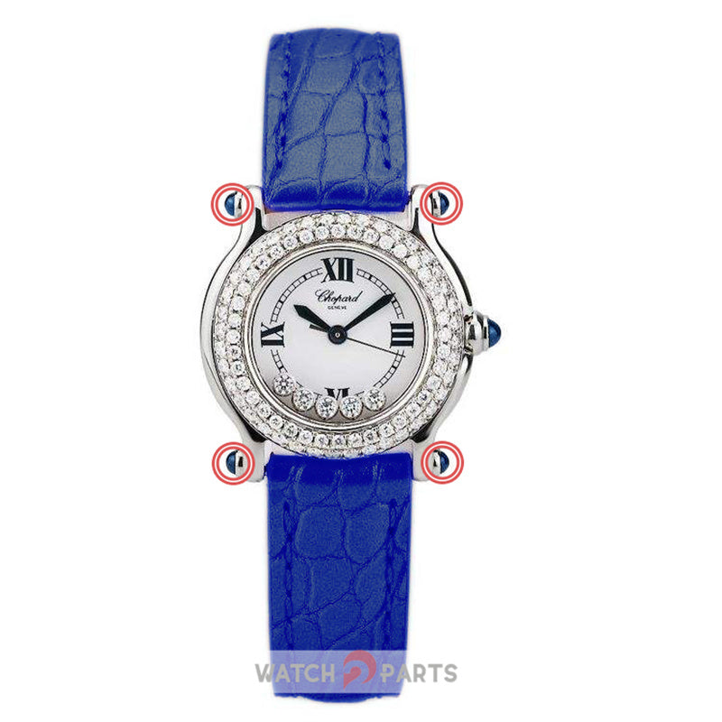 blue zircon sapphire crystal for Chopard Happy Diamonds lady watch case - watch2parts
