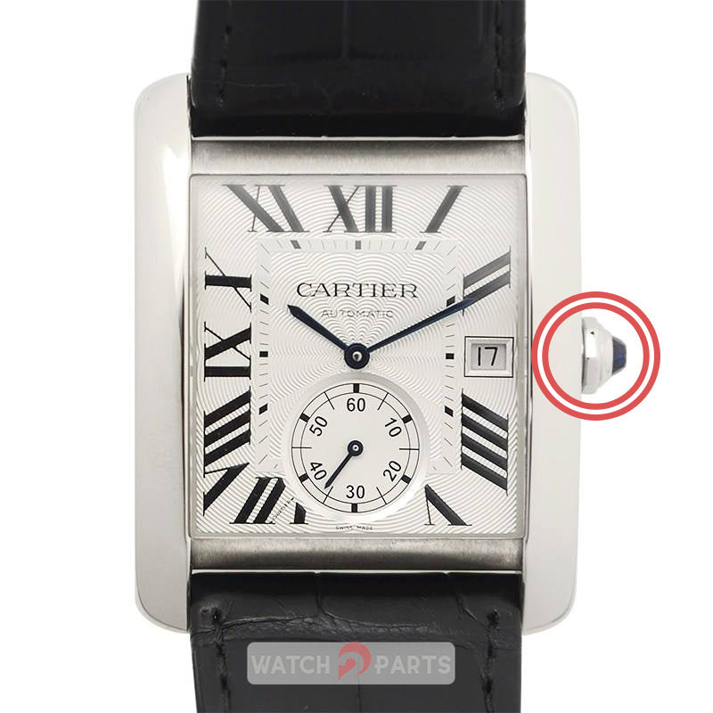 blue sapphire crystal watch crown for Cartier Tank MC Small Seconds man watch - watch2parts