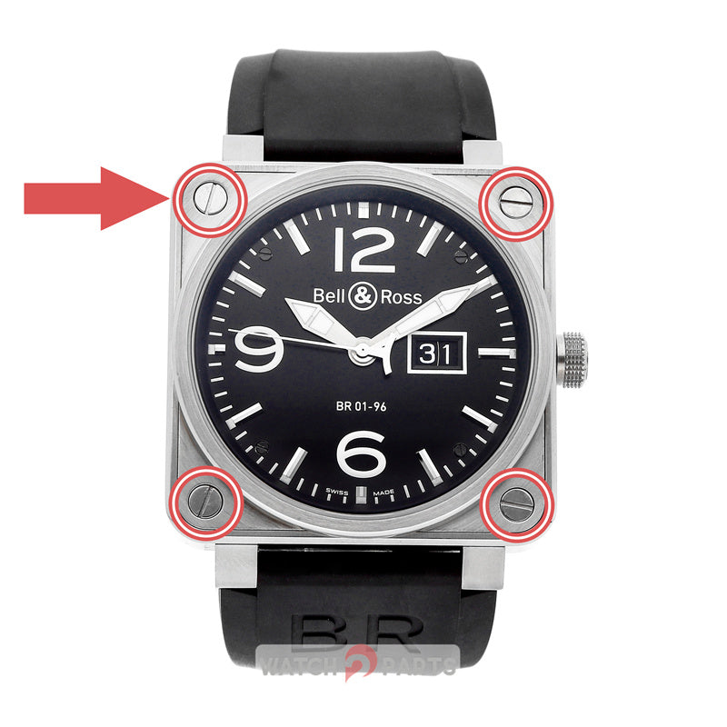 Black matte PVD/silvery bezel screw for Bell&Ross 46mm BR01 watch - watch2parts